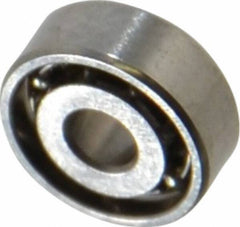 Value Collection - 5/64" Bore Diam, 1/4" OD, Open Miniature Radial Ball Bearing - 3/32" Wide, 1 Row, Round Bore, 23 Lb Static Capacity, 70 Lb Dynamic Capacity - Exact Industrial Supply