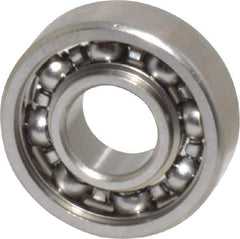 Value Collection - 3/64" Bore Diam, 5/32" OD, Open Miniature Radial Ball Bearing - 1/16" Wide, 1 Row, Round Bore, 9 Lb Static Capacity, 31 Lb Dynamic Capacity - Exact Industrial Supply