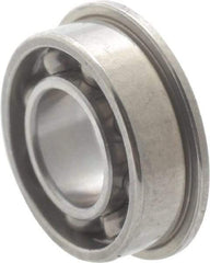 Value Collection - 5/64" Bore Diam, 1/4" OD, Open Miniature Radial Ball Bearing - 3/32" Wide, With Flange, 1 Row, Round Bore, 23 Lb Static Capacity, 70 Lb Dynamic Capacity - Exact Industrial Supply