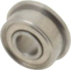 Value Collection - 1/8" Bore Diam, 5/16" OD, Double Shield Miniature Radial Ball Bearing - 9/64" Wide, With Flange, 1 Row, Round Bore, 40 Lb Static Capacity, 124 Lb Dynamic Capacity - Exact Industrial Supply