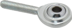 Made in USA - 3/16" ID, 5/8" Max OD, 1,210 Lb Max Static Cap, Plain Male Spherical Rod End - 10-32 RH, Steel with Steel Raceway - Exact Industrial Supply