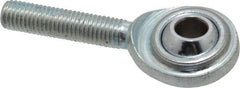 Made in USA - 1/4" ID, 3/4" Max OD, 2,225 Lb Max Static Cap, Plain Male Spherical Rod End - 1/4-28 RH, Steel with Steel Raceway - Exact Industrial Supply