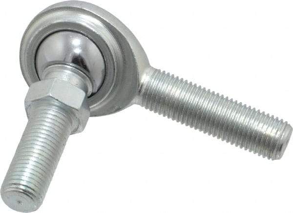 Made in USA - 3/8" ID, 1" Max OD, 5,100 Lb Max Static Cap, Male Spherical Rod End with Stud - 3/8-24 RH, Steel with Steel Raceway - Exact Industrial Supply