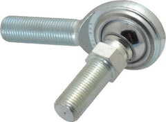 Made in USA - 1/2" ID, 1-5/16" Max OD, 8,386 Lb Max Static Cap, Male Spherical Rod End with Stud - 1/2-20 RH, Steel with Steel Raceway - Exact Industrial Supply