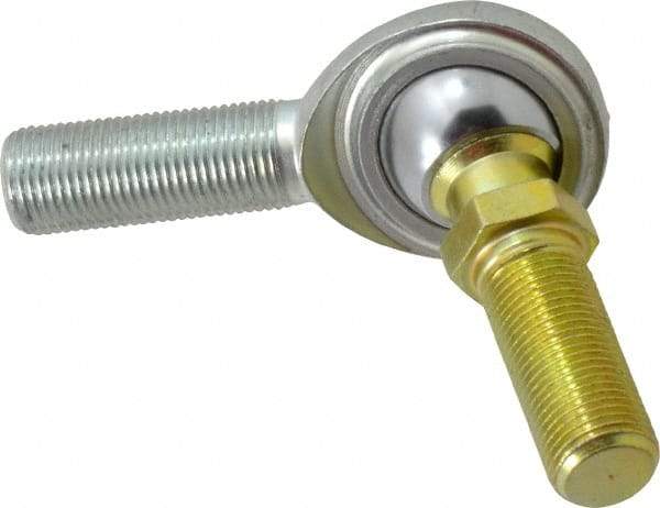 Made in USA - 5/8" ID, 1-1/2" Max OD, 9,813 Lb Max Static Cap, Male Spherical Rod End with Stud - 5/8-18 RH, Steel with Steel Raceway - Exact Industrial Supply