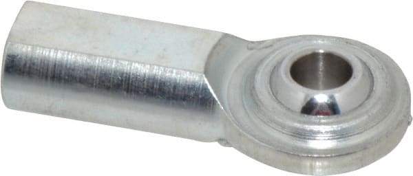 Made in USA - 1/4" ID, 3/4" Max OD, 2,225 Lb Max Static Cap, Plain Female Spherical Rod End - 1/4-28 RH, Steel with Steel Raceway - Exact Industrial Supply