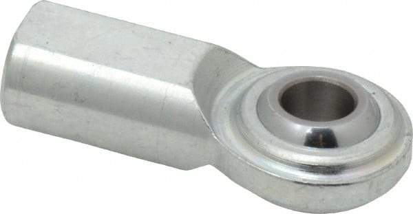 Made in USA - 3/8" ID, 1" Max OD, 5,100 Lb Max Static Cap, Plain Female Spherical Rod End - 3/8-24 RH, Steel with Steel Raceway - Exact Industrial Supply