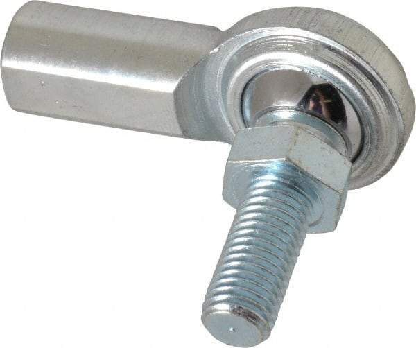 Made in USA - 5/16" ID, 7/8" Max OD, 3,600 Lb Max Static Cap, Female Spherical Rod End with Stud - 5/16-24 RH, Steel with Steel Raceway - Exact Industrial Supply