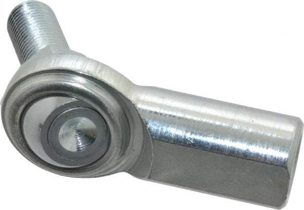 Made in USA - 7/16" ID, 1-1/8" Max OD, 6,402 Lb Max Static Cap, Female Spherical Rod End with Stud - 7/16-20 RH, Steel with Steel Raceway - Exact Industrial Supply