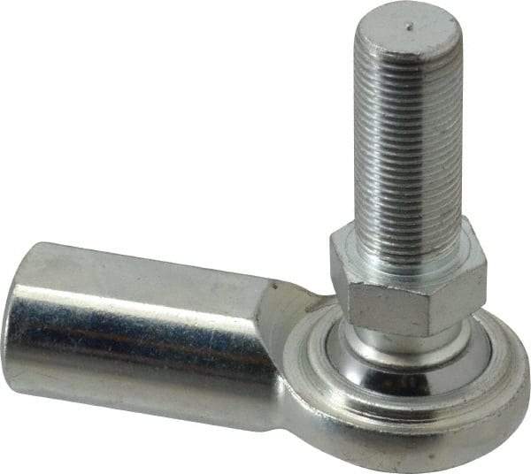 Made in USA - 3/4" ID, 1-3/4" Max OD, 14,290 Lb Max Static Cap, Female Spherical Rod End with Stud - 3/4-16 RH, Steel with Steel Raceway - Exact Industrial Supply
