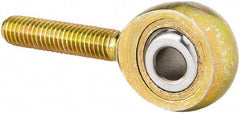 Made in USA - 3/16" ID, 5/8" Max OD, 1,174 Lb Max Static Cap, Male Spherical Rod End with Stud - 10-32 RH, Steel with Bronze Raceway - Exact Industrial Supply