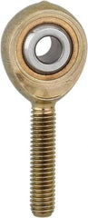 Made in USA - 3/16" ID, 5/8" Max OD, 1,174 Lb Max Static Cap, Plain Male Spherical Rod End - 10-32 RH, Steel with Bronze Raceway - Exact Industrial Supply