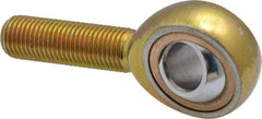 Made in USA - 7/16" ID, 1-1/8" Max OD, 4,244 Lb Max Static Cap, Plain Male Spherical Rod End - 7/16-20 RH, Steel with Bronze Raceway - Exact Industrial Supply