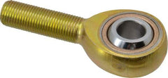 Made in USA - 1/2" ID, 1-5/16" Max OD, 6,700 Lb Max Static Cap, Plain Male Spherical Rod End - 1/2-20 RH, Steel with Bronze Raceway - Exact Industrial Supply