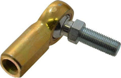 Made in USA - 3/8" ID, 1" Max OD, 3,950 Lb Max Static Cap, Female Spherical Rod End with Stud - 3/8-24 RH, Steel with Bronze Raceway - Exact Industrial Supply