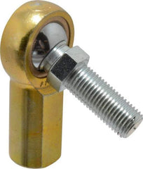 Made in USA - 7/16" ID, 1-1/8" Max OD, 4,300 Lb Max Static Cap, Female Spherical Rod End with Stud - 7/16-20 RH, Steel with Bronze Raceway - Exact Industrial Supply