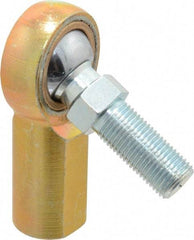 Made in USA - 1/2" ID, 1-5/16" Max OD, 6,700 Lb Max Static Cap, Female Spherical Rod End with Stud - 1/2-20 RH, Steel with Bronze Raceway - Exact Industrial Supply
