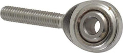 Made in USA - 3/16" ID, 5/8" Max OD, 912 Lb Max Static Cap, Plain Male Spherical Rod End - 10-32 RH, Stainless Steel with Stainless Steel Raceway - Exact Industrial Supply