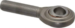 Made in USA - 3/8" ID, 1" Max OD, 3,040 Lb Max Static Cap, Plain Male Spherical Rod End - 3/8-24 RH, Stainless Steel with Stainless Steel Raceway - Exact Industrial Supply