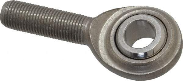 Made in USA - 1/2" ID, 1-5/16" Max OD, 4,700 Lb Max Static Cap, Plain Male Spherical Rod End - 1/2-20 RH, Stainless Steel with Stainless Steel Raceway - Exact Industrial Supply