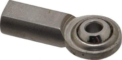 Made in USA - 3/16" ID, 5/8" Max OD, 930 Lb Max Static Cap, Plain Female Spherical Rod End - 10-32 RH, Stainless Steel with Stainless Steel Raceway - Exact Industrial Supply