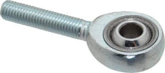 Made in USA - 1/4" ID, 3/4" Max OD, 5,262 Lb Max Static Cap, Plain Male Spherical Rod End - 1/4-28 RH, Alloy Steel with Steel Raceway - Exact Industrial Supply