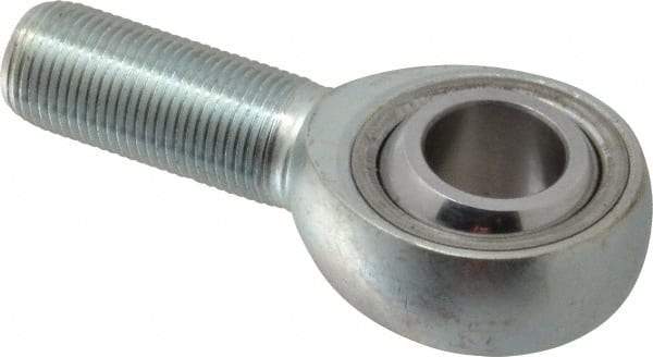 Made in USA - 3/4" ID, 1-3/4" Max OD, 28,090 Lb Max Static Cap, Plain Male Spherical Rod End - 3/4-16 RH, Alloy Steel with Steel Raceway - Exact Industrial Supply