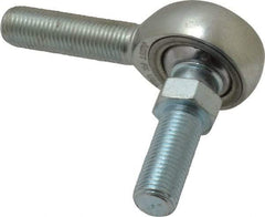 Made in USA - 3/8" ID, 1" Max OD, 9,550 Lb Max Static Cap, Male Spherical Rod End with Stud - 3/8-24 RH, Alloy Steel with Steel Raceway - Exact Industrial Supply