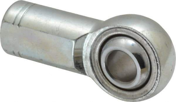 Made in USA - 7/16" ID, 1-1/8" Max OD, 10,290 Lb Max Static Cap, Plain Female Spherical Rod End - 7/16-20 RH, Alloy Steel with Steel Raceway - Exact Industrial Supply