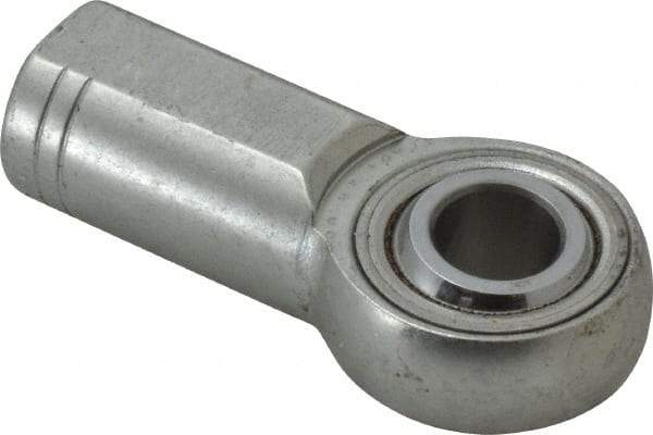 Made in USA - 1/2" ID, 1-5/16" Max OD, 15,340 Lb Max Static Cap, Plain Female Spherical Rod End - 1/2-20 RH, Alloy Steel with Steel Raceway - Exact Industrial Supply