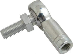 Made in USA - 5/16" ID, 7/8" Max OD, 7,640 Lb Max Static Cap, Female Spherical Rod End with Stud - 5/16-24 RH, Alloy Steel with Steel Raceway - Exact Industrial Supply