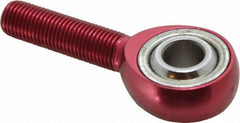 Made in USA - 3/8" ID, 1" Max OD, 4,208 Lb Max Static Cap, Plain Male Spherical Rod End - 3/8-24 RH, Alloy Steel with Steel Raceway - Exact Industrial Supply