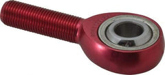 Made in USA - 1/2" ID, 1-5/16" Max OD, 7,698 Lb Max Static Cap, Plain Male Spherical Rod End - 1/2-20 RH, Aluminum Housing with Steel Raceway - Exact Industrial Supply