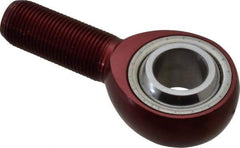 Made in USA - 3/4" ID, 1-3/4" Max OD, 13,319 Lb Max Static Cap, Plain Male Spherical Rod End - 3/4-16 RH, Alloy Steel with Steel Raceway - Exact Industrial Supply