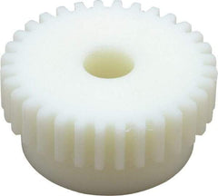 Poly Hi Solidur - 16 Pitch, 2" Pitch Diam, 32 Tooth Spur Gear - 1/2" Face Width, 1/2" Bore Diam, 1-3/4" Hub Diam, Nylon - Exact Industrial Supply