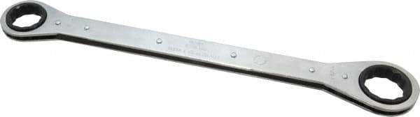 Lang - 1-1/16" x 1-1/4" 12 Point Ratcheting Box Wrench - Double End, 15" OAL, Steel, Nickel Chrome Finish - Exact Industrial Supply