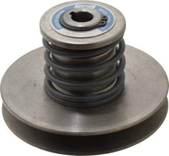 Lovejoy - 1.72" Min Pitch, 3-1/2" Long, 4.65" Max Diam, Spring Loaded Variable Speed Pulley - 5" Outside Diam, 5/8" Inside Diam, 1/2 Hp at 1750 RPM, 0.333 Hp at 1150 RPM - Exact Industrial Supply