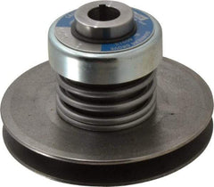 Lovejoy - 2.69" Min Pitch, 4.13" Long, 5.65" Max Diam, Spring Loaded Variable Speed Pulley - 6" Outside Diam, 7/8" Inside Diam, 1 Hp at 1750 RPM, 3/4 Hp at 1150 RPM - Exact Industrial Supply