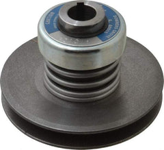 Lovejoy - 2.69" Min Pitch, 4.13" Long, 5.65" Max Diam, Spring Loaded Variable Speed Pulley - 6" Outside Diam, 1" Inside Diam, 1 Hp at 1750 RPM, 3/4 Hp at 1150 RPM - Exact Industrial Supply