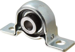 Value Collection - 1/2" ID, 3.8437" OAL x 2" OAH Pillow Block - 1,060 Lb Static Cap, 2,110 Lb Dyn Cap, 2.9843" Btw Mnt Hole Ctrs, 1" Base-to-Ctr Ht, Stamped Steel Rubber Mount - Exact Industrial Supply