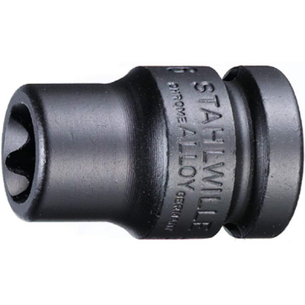 Impact Sockets; Drive Size: 1/2 in; Socket Size (mm): 16; Torx Size: E16; Drive Style: Square; Overall Length (Decimal Inch): 1.5000; Material: Alloy Steel; Finish: Gunmetal; Insulated: No; Non-sparking: No; Deep: No; Number Of Points: 6