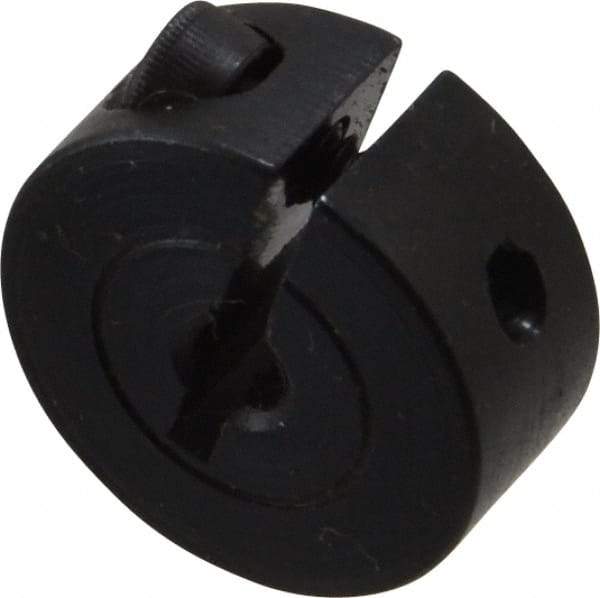 Climax Metal Products - 1/8" Bore, Steel, One Piece Clamp Collar - 11/16" Outside Diam, 5/16" Wide - Exact Industrial Supply