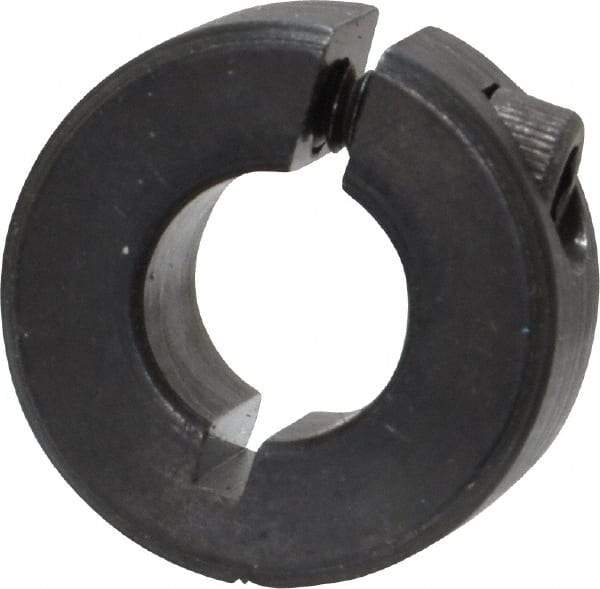 Climax Metal Products - 5/16" Bore, Steel, One Piece Clamp Collar - 11/16" Outside Diam, 5/16" Wide - Exact Industrial Supply