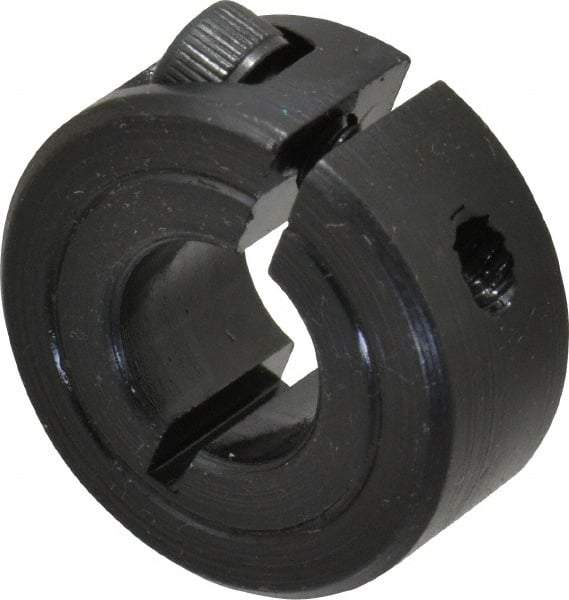 Climax Metal Products - 3/8" Bore, Steel, One Piece Clamp Collar - 7/8" Outside Diam, 3/8" Wide - Exact Industrial Supply