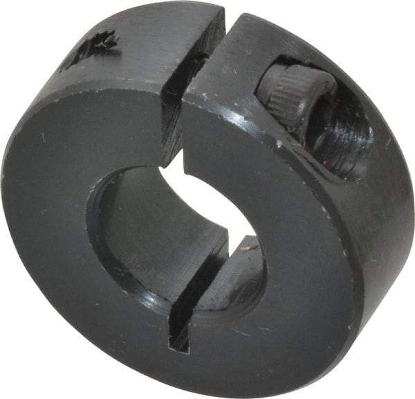 Climax Metal Products - 1/2" Bore, Steel, One Piece Clamp Collar - 1-1/8" Outside Diam, 13/32" Wide - Exact Industrial Supply