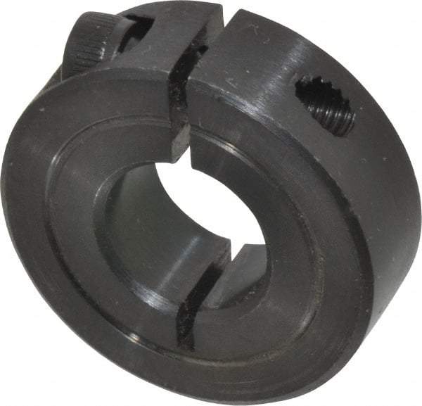 Climax Metal Products - 9/16" Bore, Steel, One Piece Clamp Collar - 1-5/16" Outside Diam, 7/16" Wide - Exact Industrial Supply