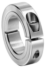 Climax Metal Products - 1-9/16" Bore, Steel, One Piece One Piece Split Shaft Collar - 2-3/8" Outside Diam, 9/16" Wide - Exact Industrial Supply