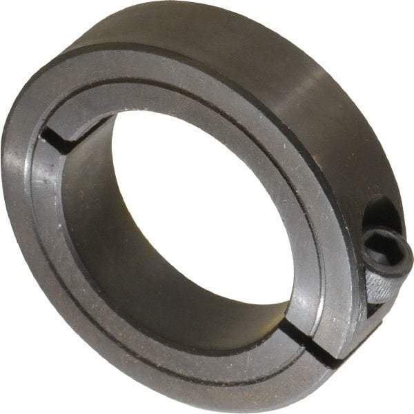 Climax Metal Products - 1-7/16" Bore, Steel, One Piece Clamp Collar - 2-1/4" Outside Diam, 9/16" Wide - Exact Industrial Supply