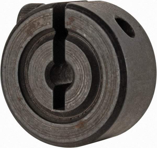 Climax Metal Products - 3mm Bore, Steel, One Piece Clamp Collar - 11/16" Outside Diam - Exact Industrial Supply