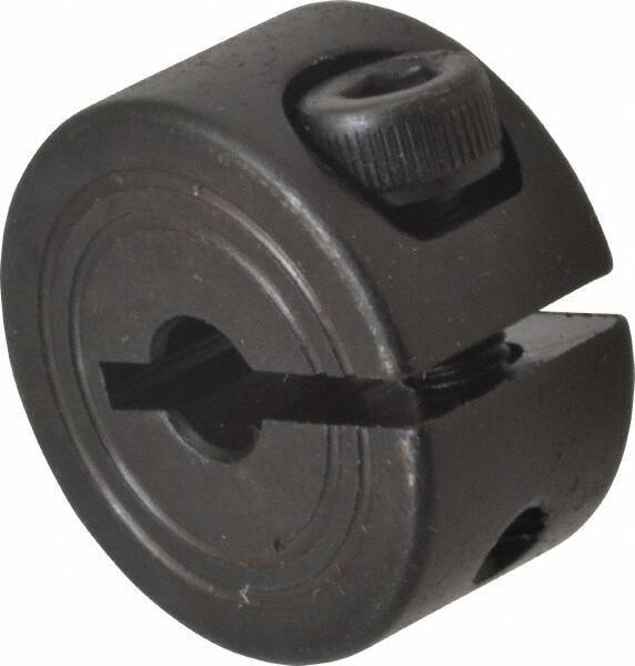 Climax Metal Products - 4mm Bore, Steel, One Piece Clamp Collar - 11/16" Outside Diam - Exact Industrial Supply